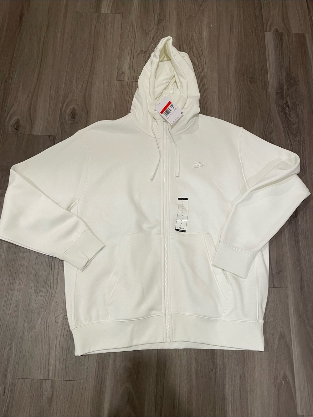 New Nike Men’s Sportswear Full-Zip Hoodie — White — Size L — BV2635-133